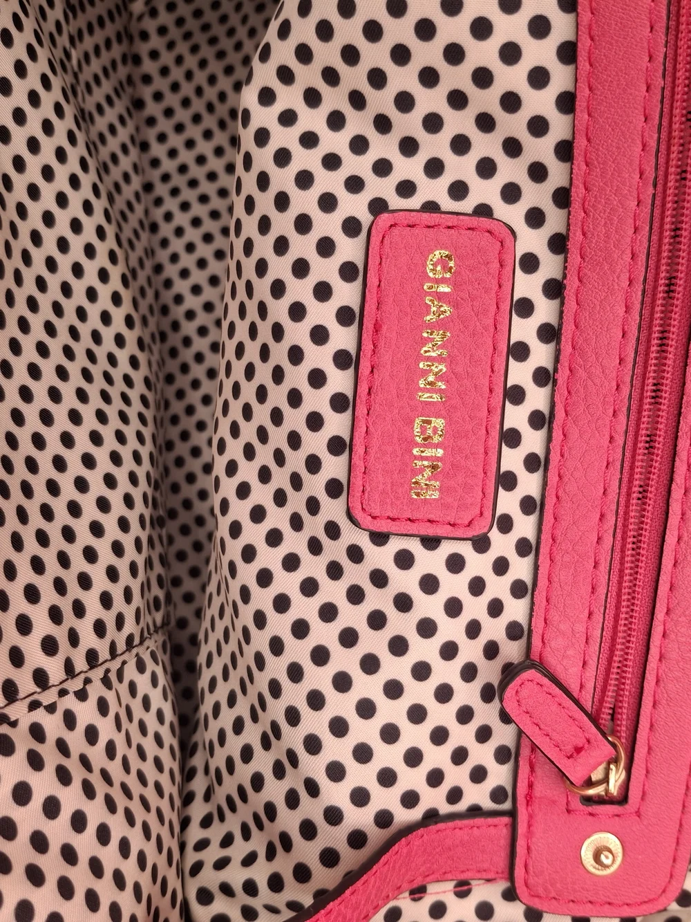 Gianni Bini Hot Pink Structured Satchel with Gold Charm